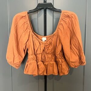 A new day brand Rust Puff Sleeve Women's Top